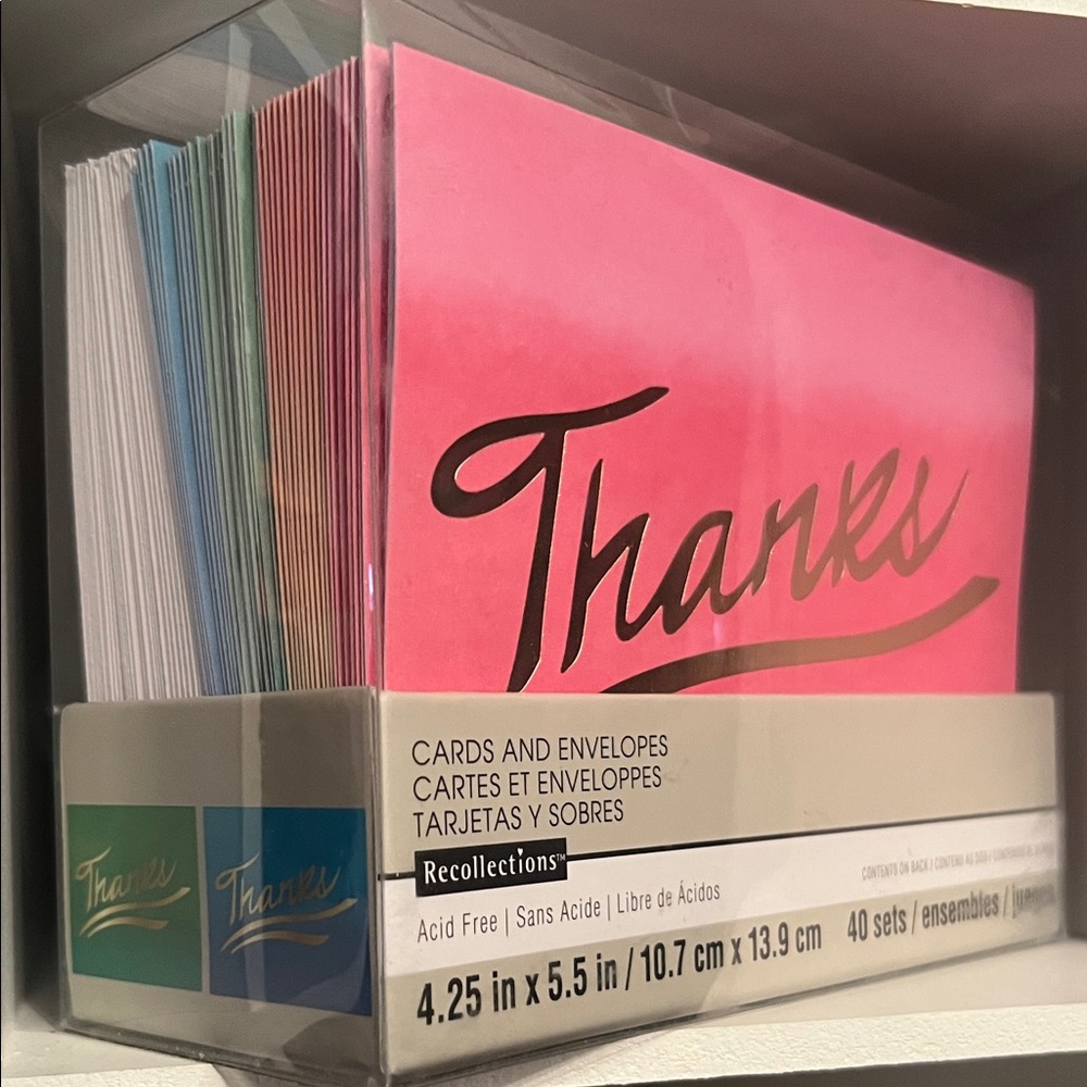 NEW Recollections Thanks Cards Set 40 cards + 40 envelopes With 4 Designs